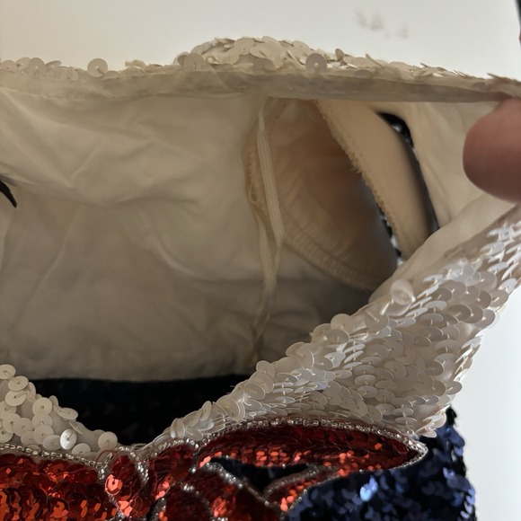 70s Sequined Vintage Top Red White Blue Bow Retro Pin Up Sailor Blouse Joed Sz S - Picture 7 of 9